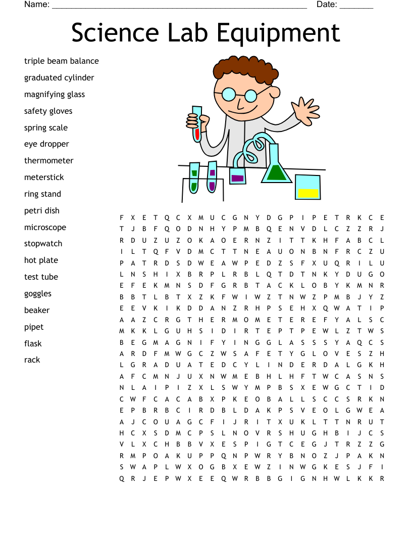 Lab Equipment Crossword Puzzle WordMint