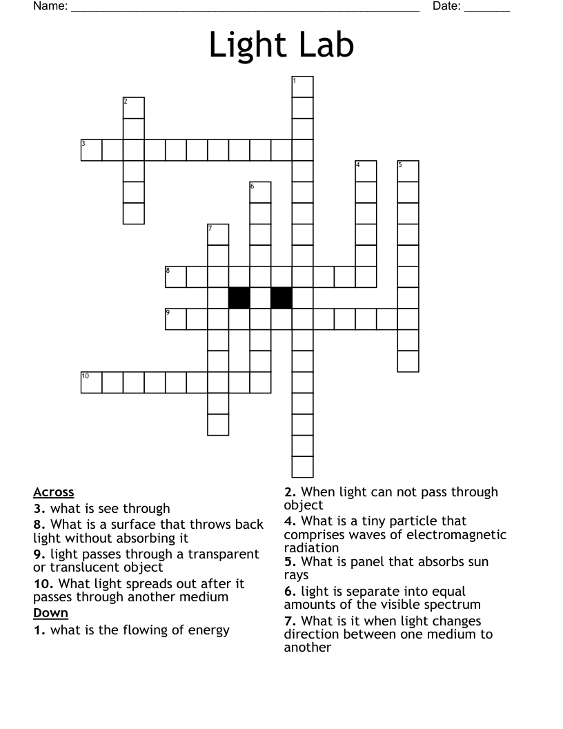 Light Lab Crossword WordMint