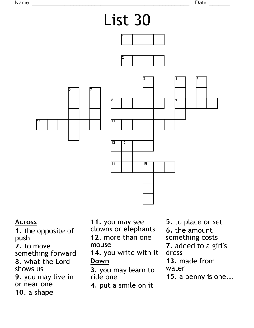 Push Forward Crossword