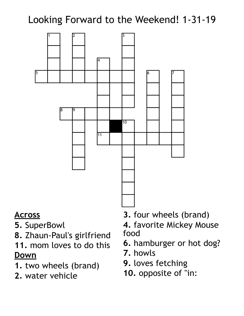 Look Forward To Crossword