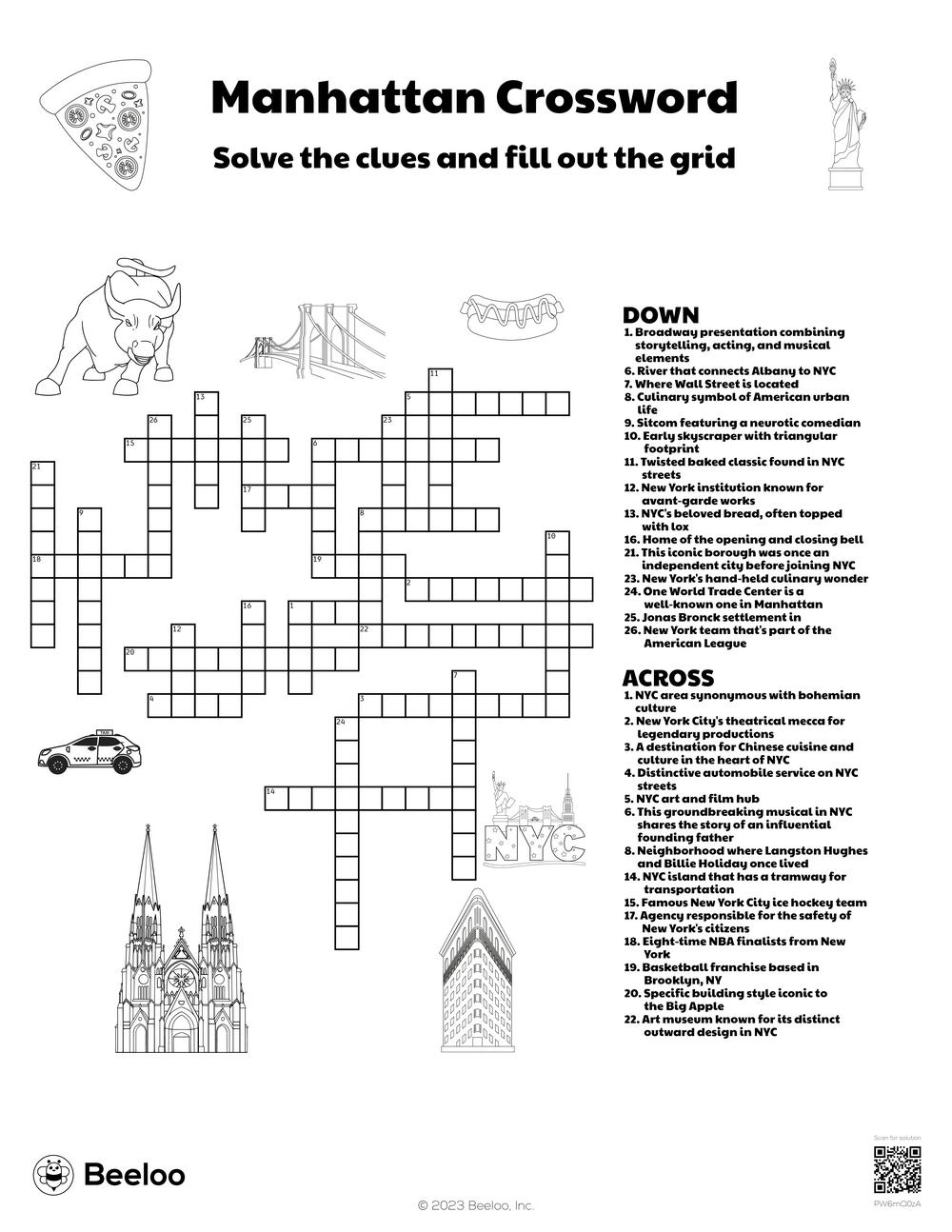 Manhattan Crossword Beeloo Printable Crafts And Activities For Kids