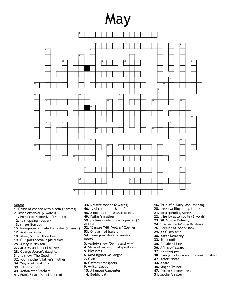 May Crossword WordMint May Crossword WordMint