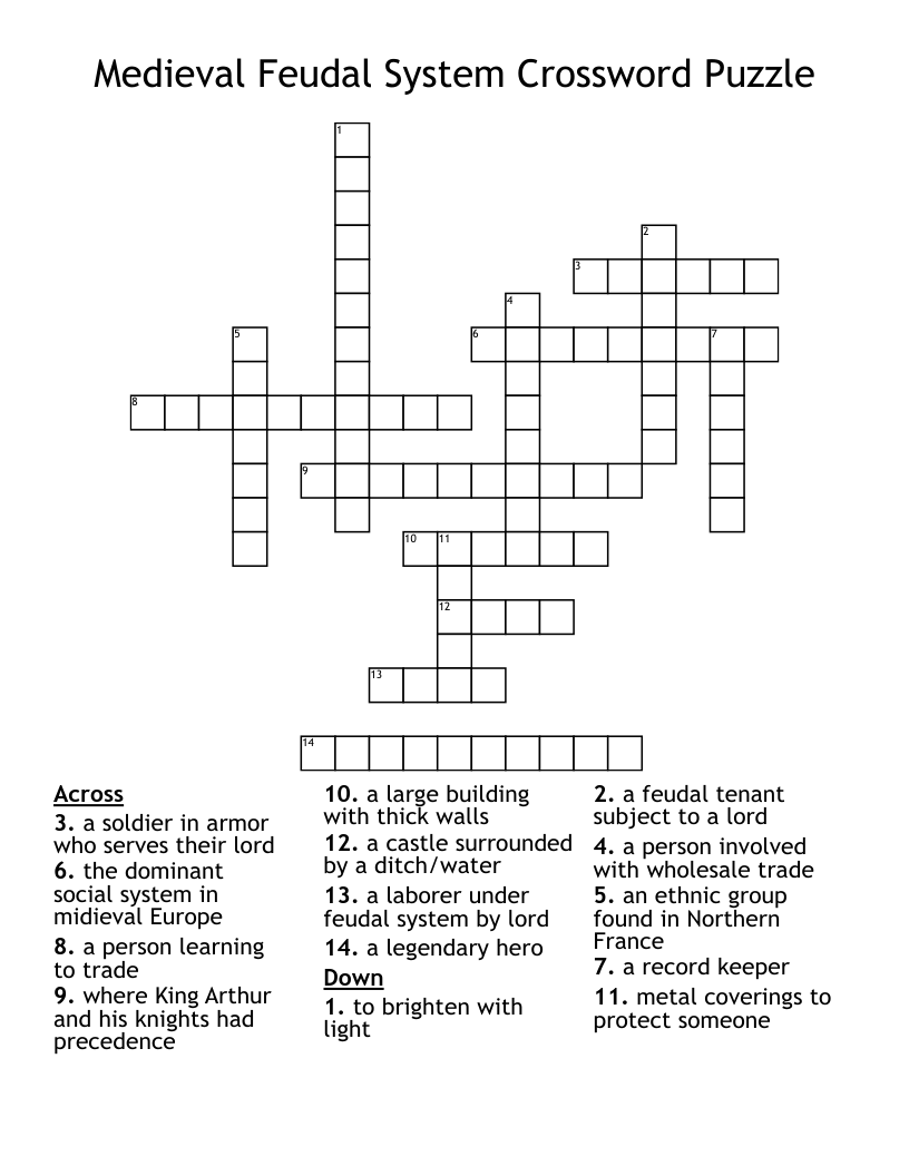 Feudal Lord Crossword