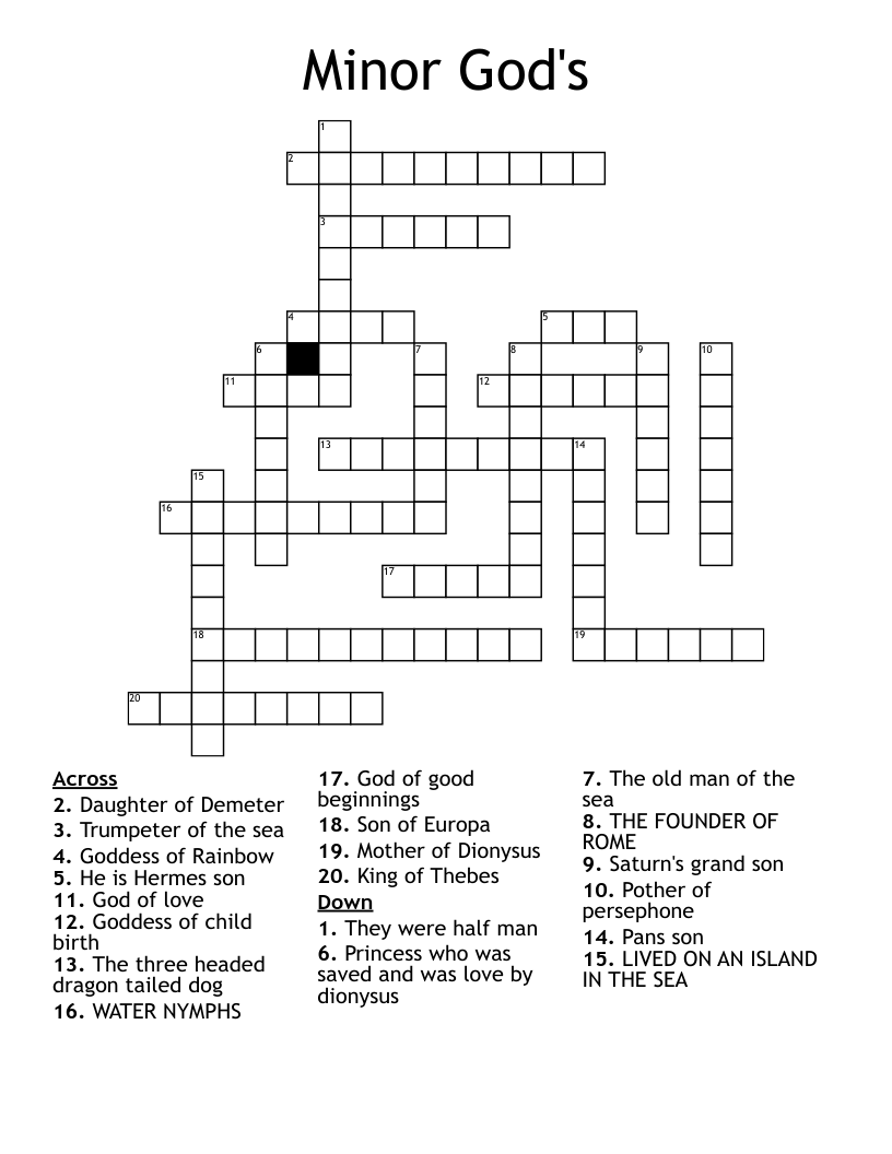 Minor God s Crossword WordMint