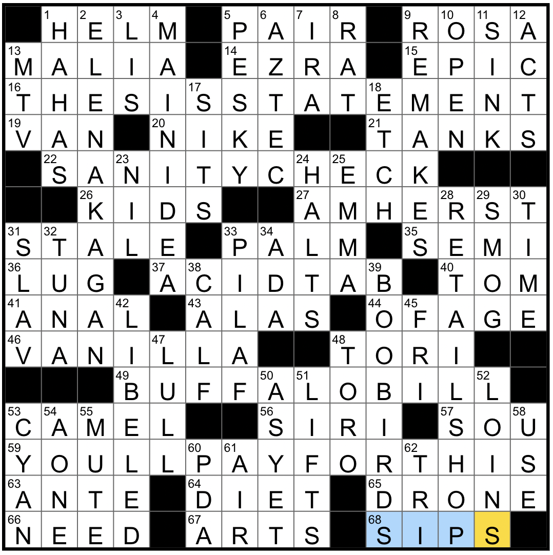 Monday September 30 2024 Diary Of A Crossword Fiend