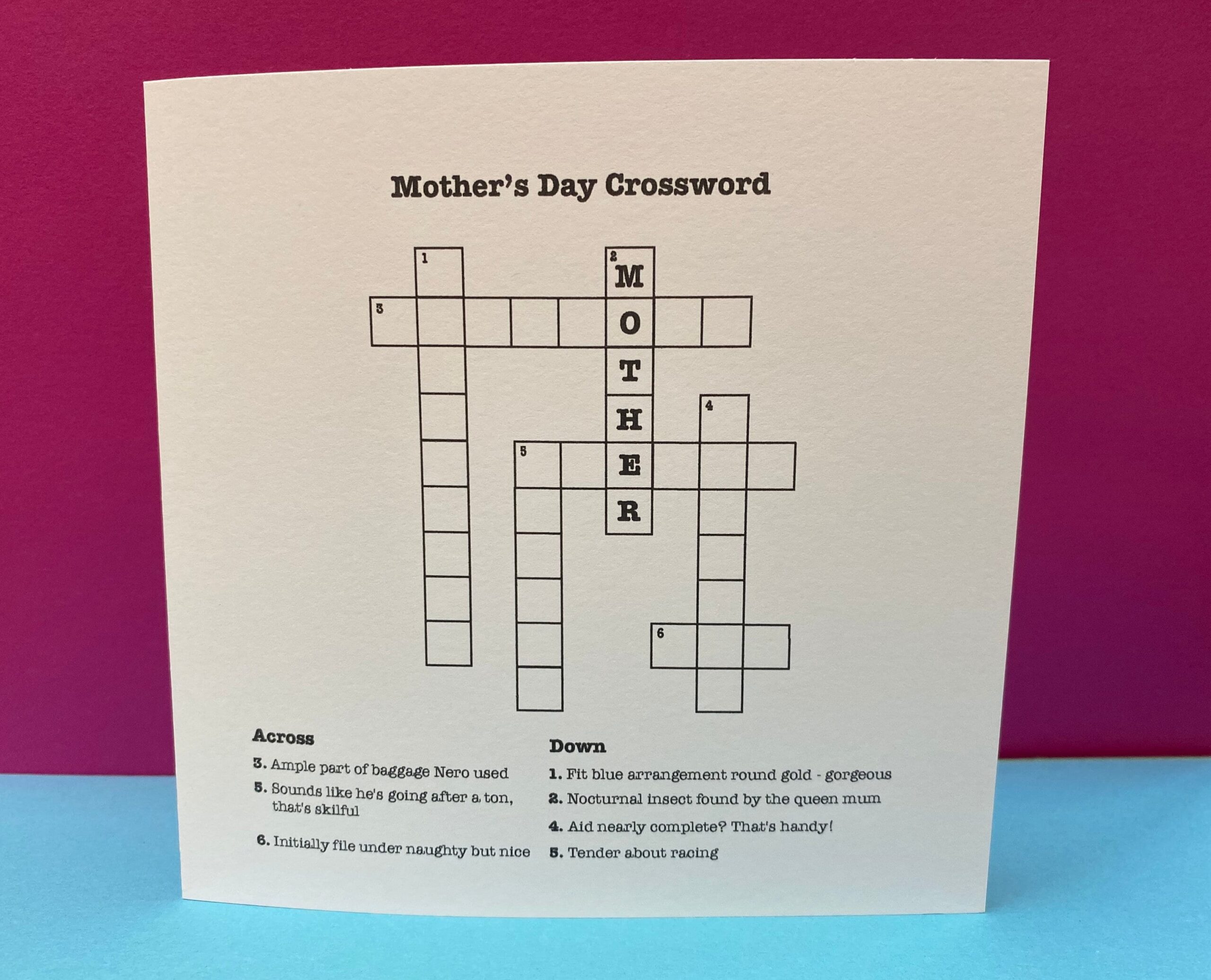 Mother s Day Card Crossword Cryptic Crossword Crossword Puzzle Paper Handmade Greeting Card Card For Mum Mom Mothering Sunday Etsy