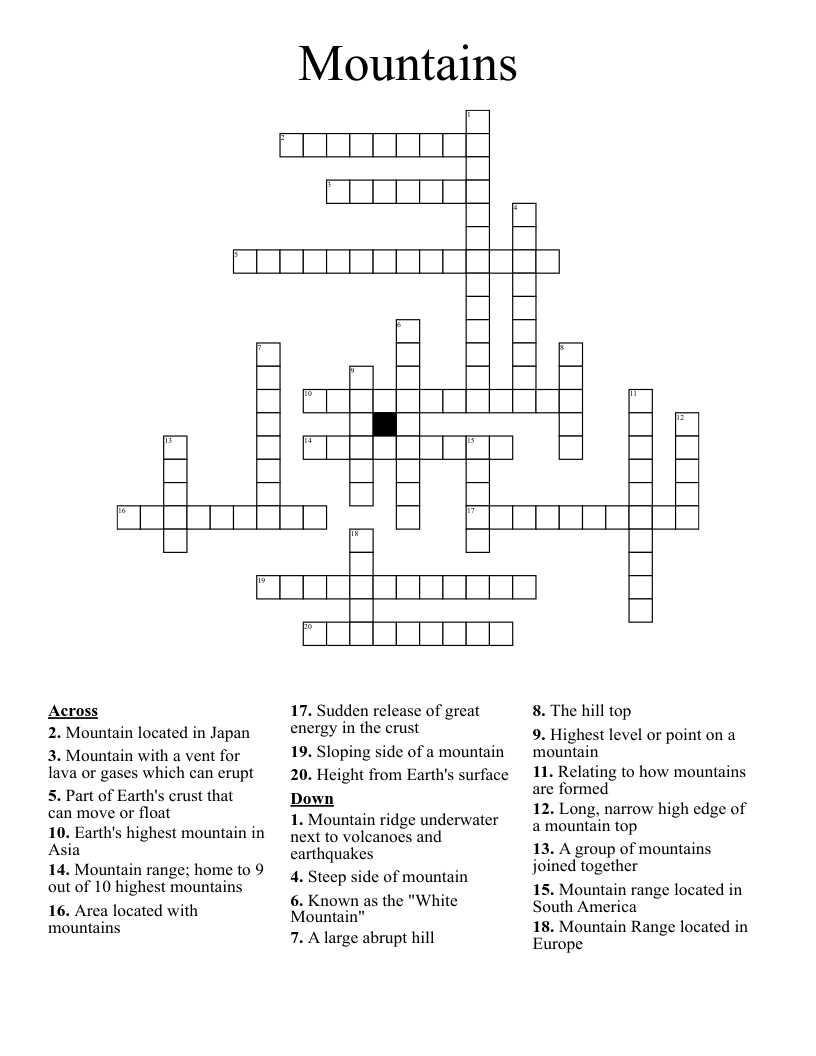 Like White Mountains Crossword