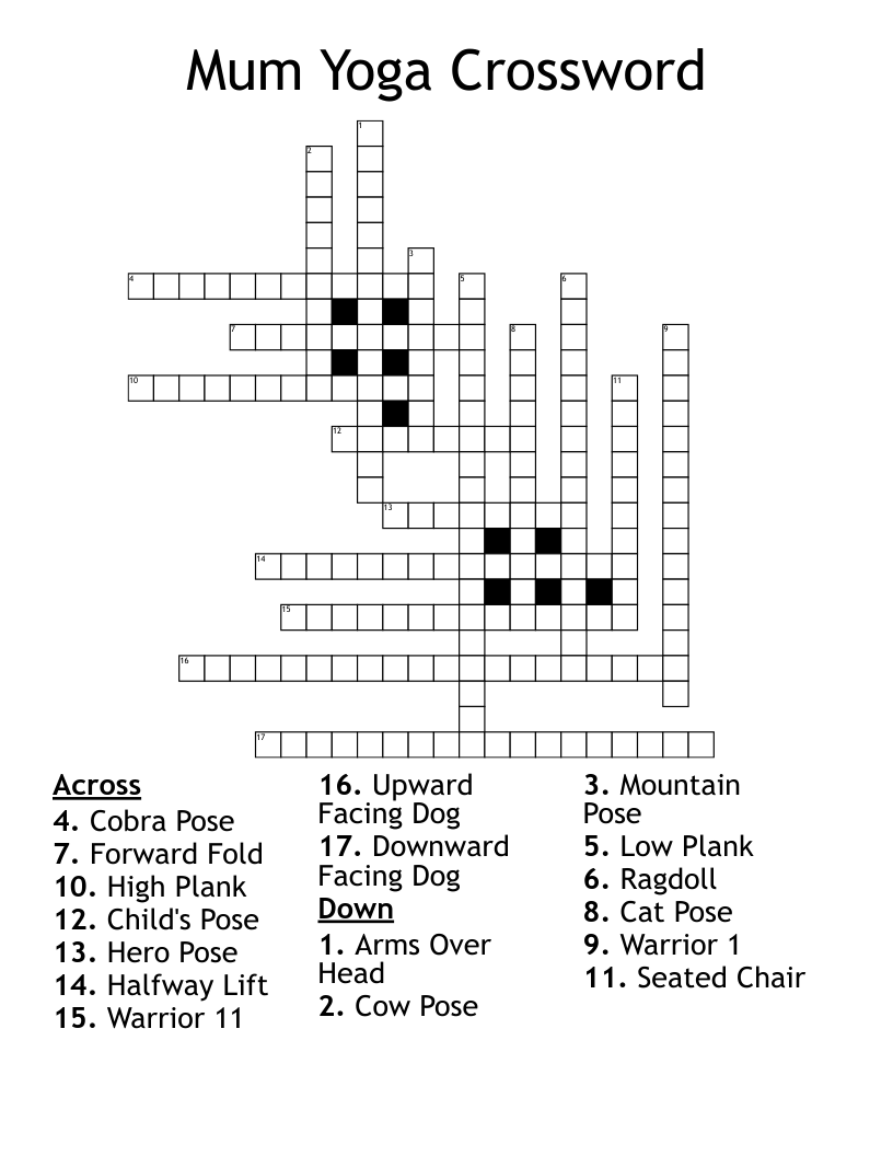 Yoga Pose Crossword