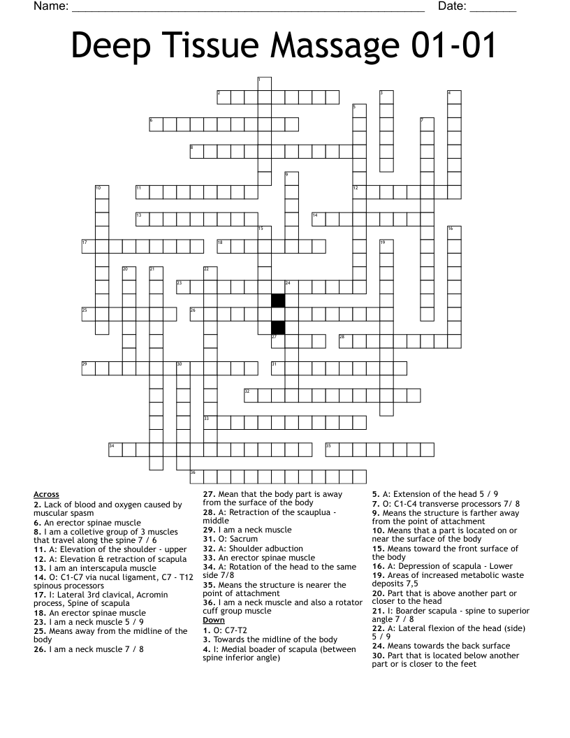 Do Deep Massage Therapy On Crossword