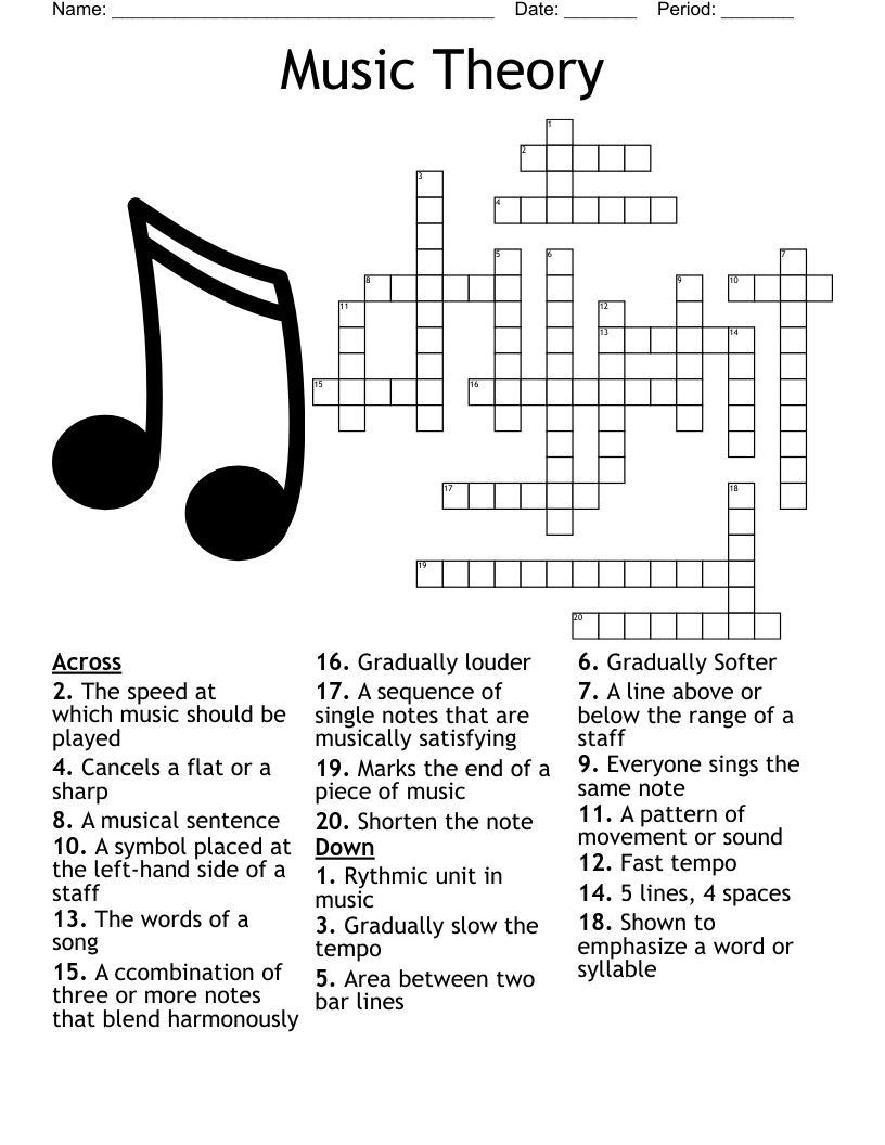 Music Themed Crossword Puzzle WordMint Music Themed Crossword Puzzle WordMint