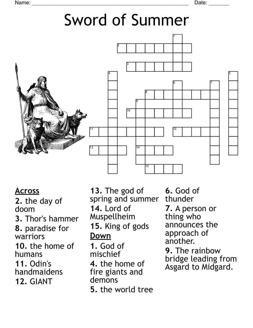 Mythology Pantheons And Creation Myths Crossword WordMint