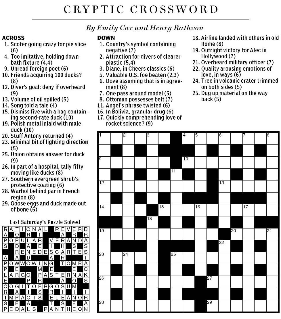 Diving Duck Crossword