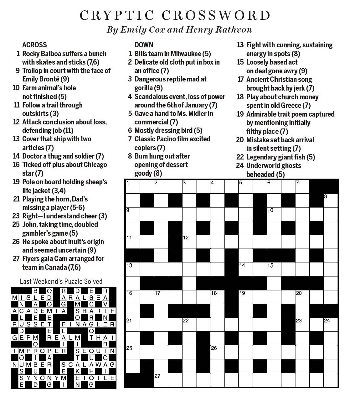 National Post Cryptic Crossword Forum Saturday January 12 2019 Around The Rinks