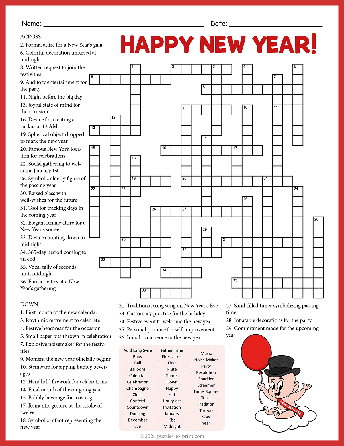 Celebration For Seniors Crossword