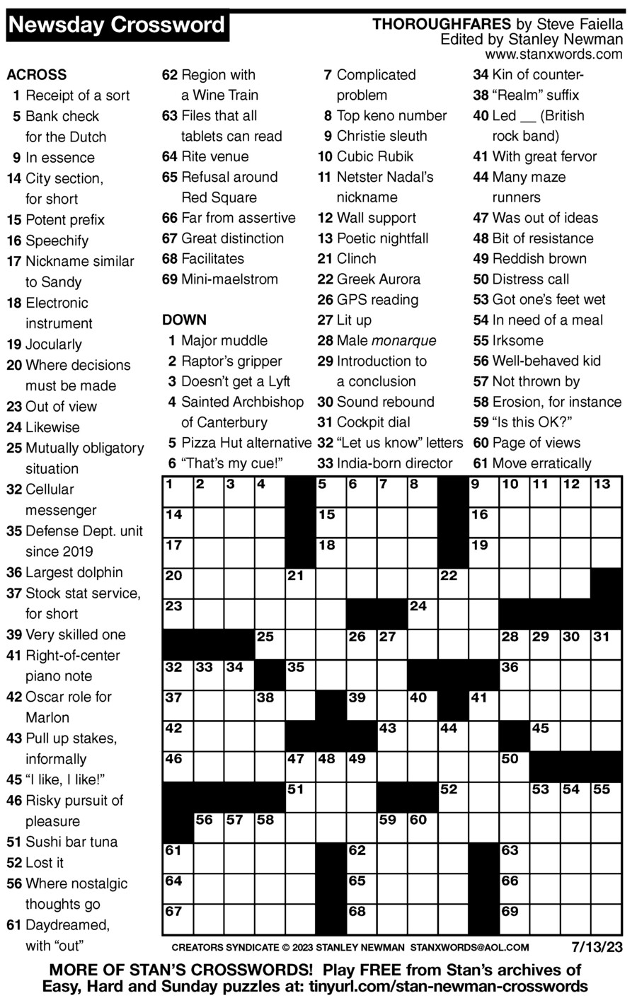 Newsday Crossword Answers