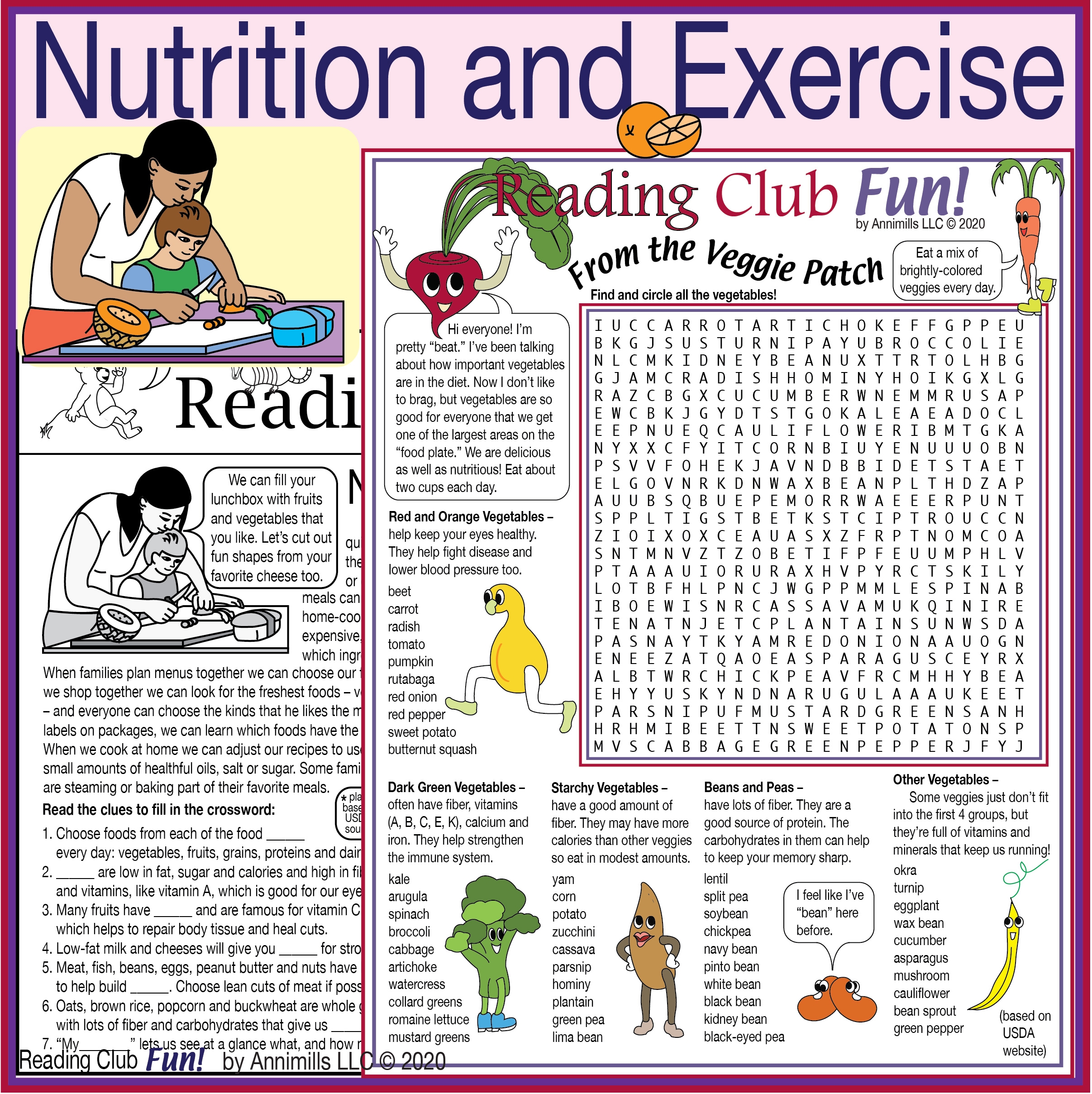 Nutrition Exercise Cooking Printable Puzzles Made By Teachers