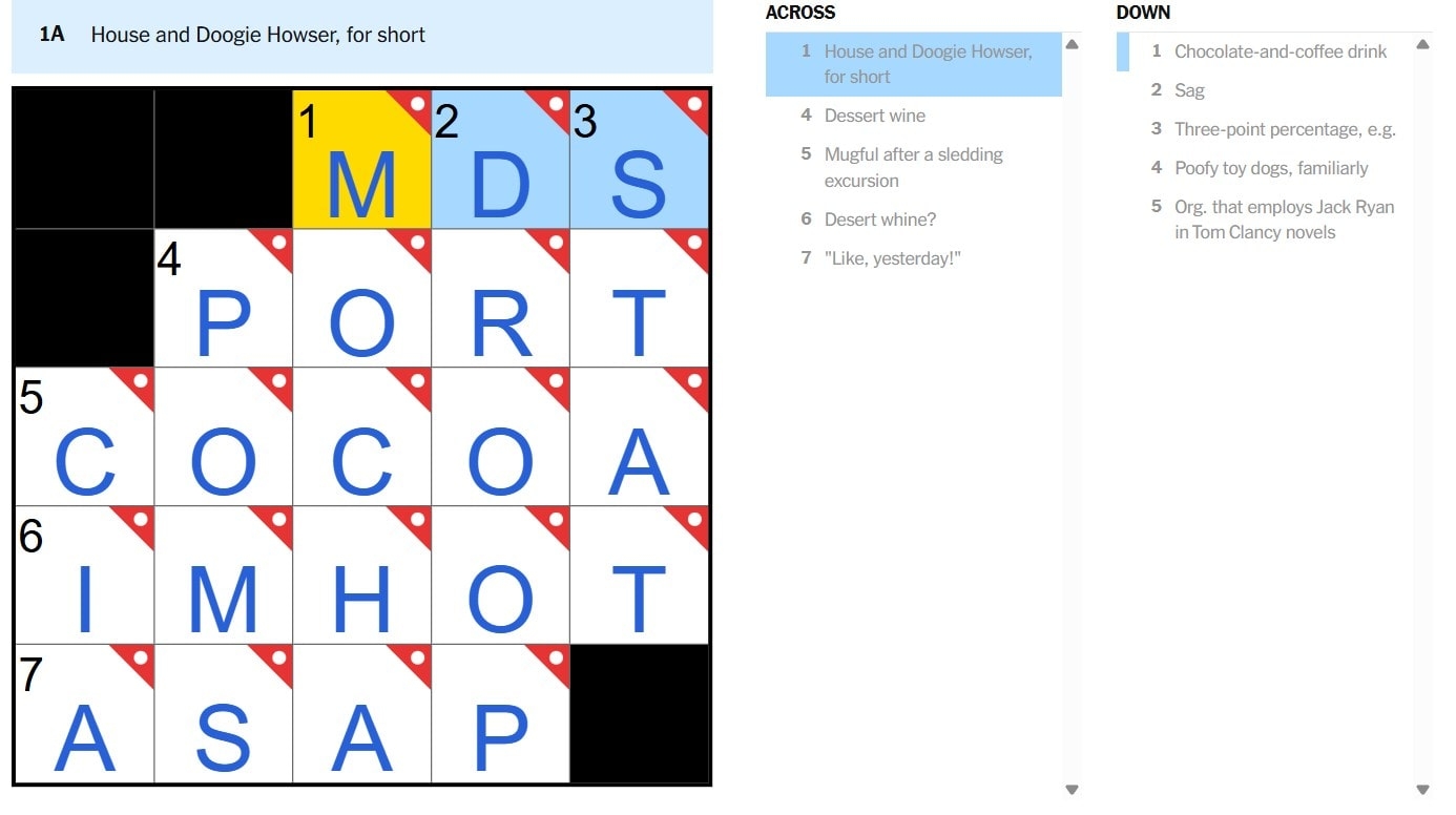 NYT Mini Crossword June 13 2025 What Is House And Doogie Howser For Short Answer H2S Media