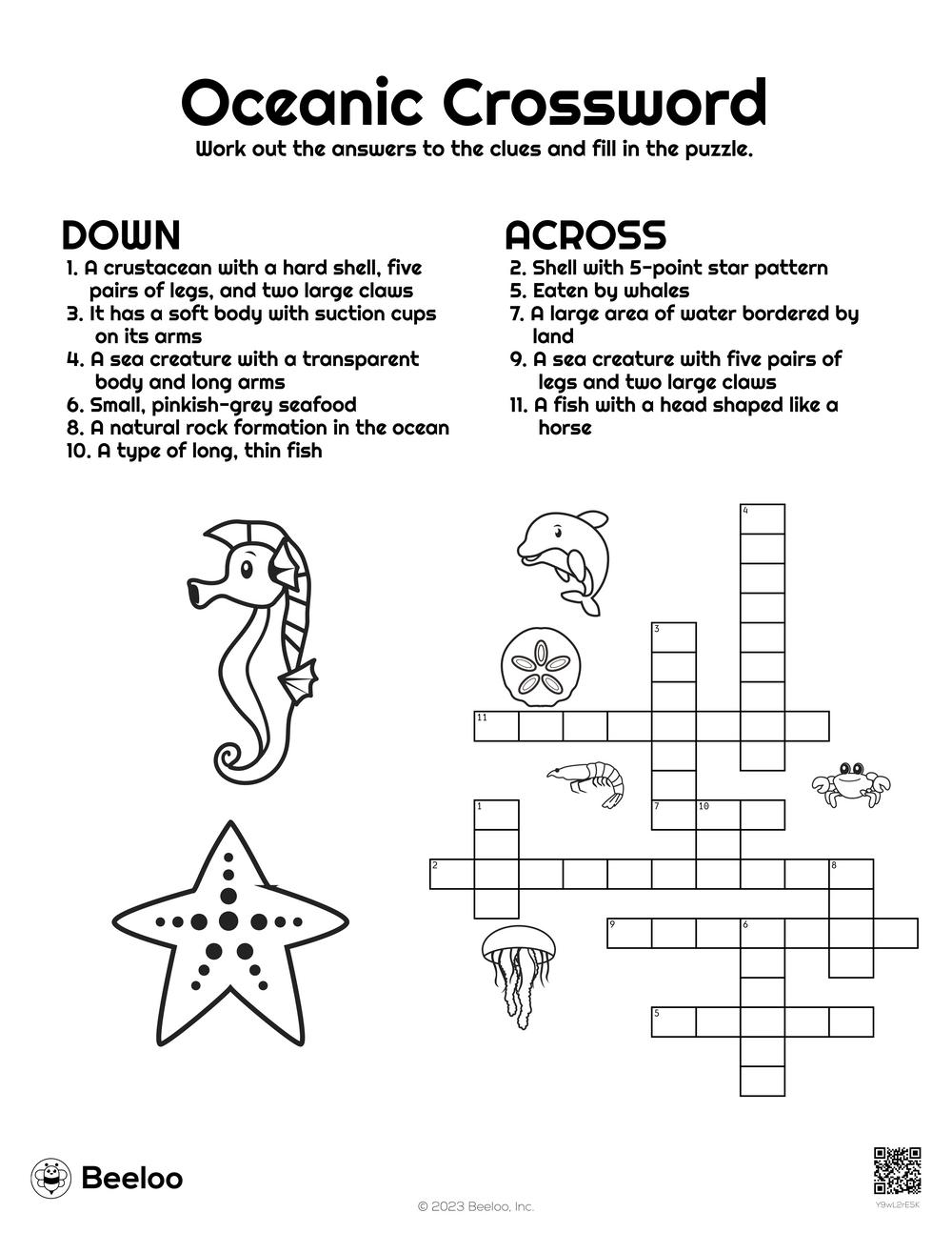 Oceanic Crossword Beeloo Printable Crafts And Activities For Kids Oceanic Crossword Beeloo Printable Crafts And Activities For Kids
