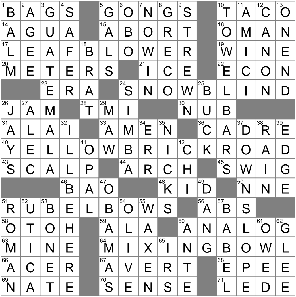Muscats Country Crossword