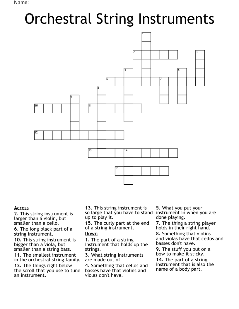 String Instruments Crossword