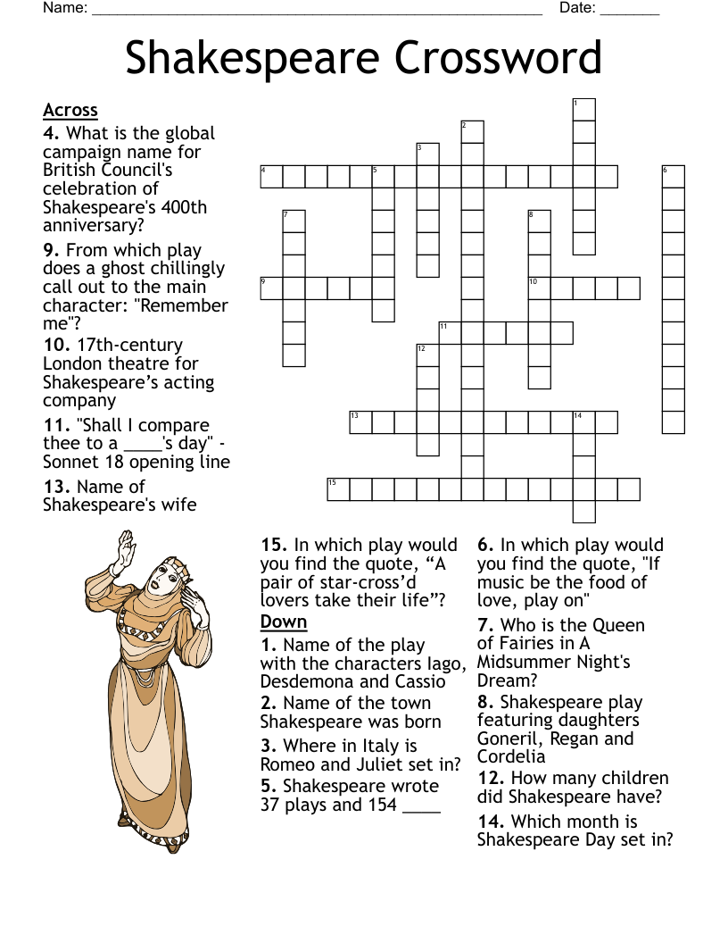 Othello By William Shakespeare Crossword WordMint