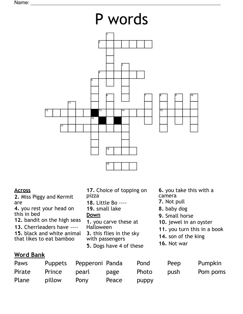Young Oyster Crossword