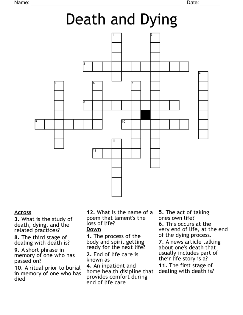 Palliative End Of Life Care SIG Word Search WordMint