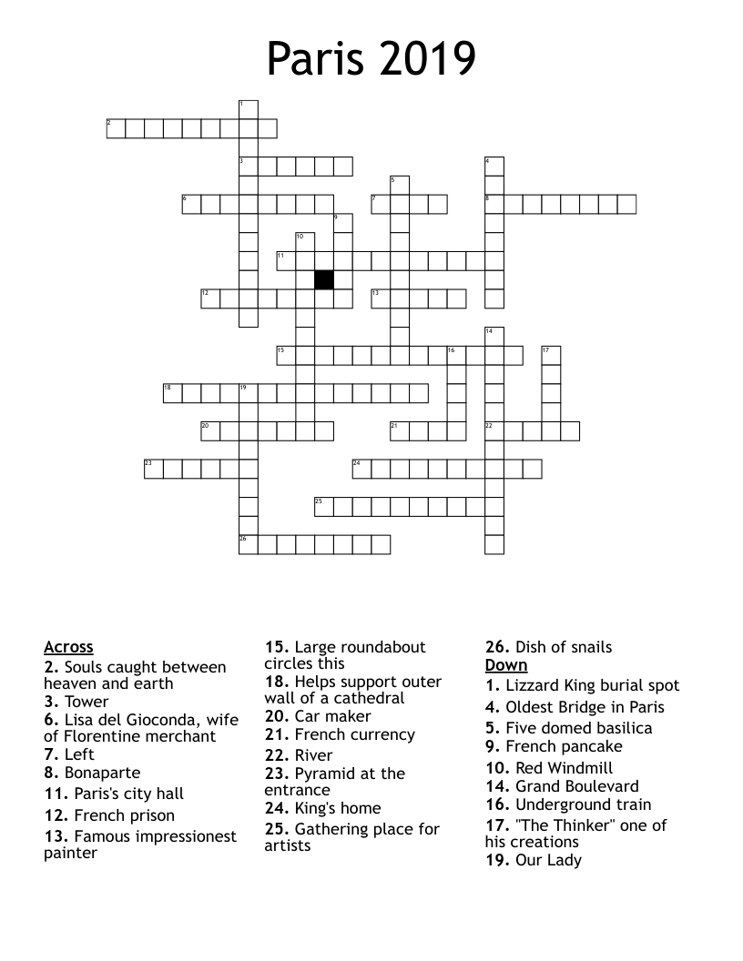 Paris 2019 Crossword WordMint Paris 2019 Crossword WordMint