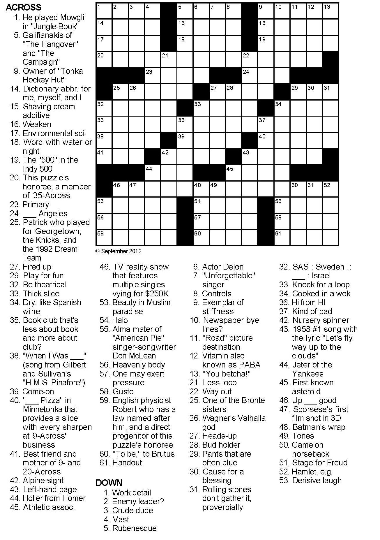 Peace Out Crossword Puzzle
