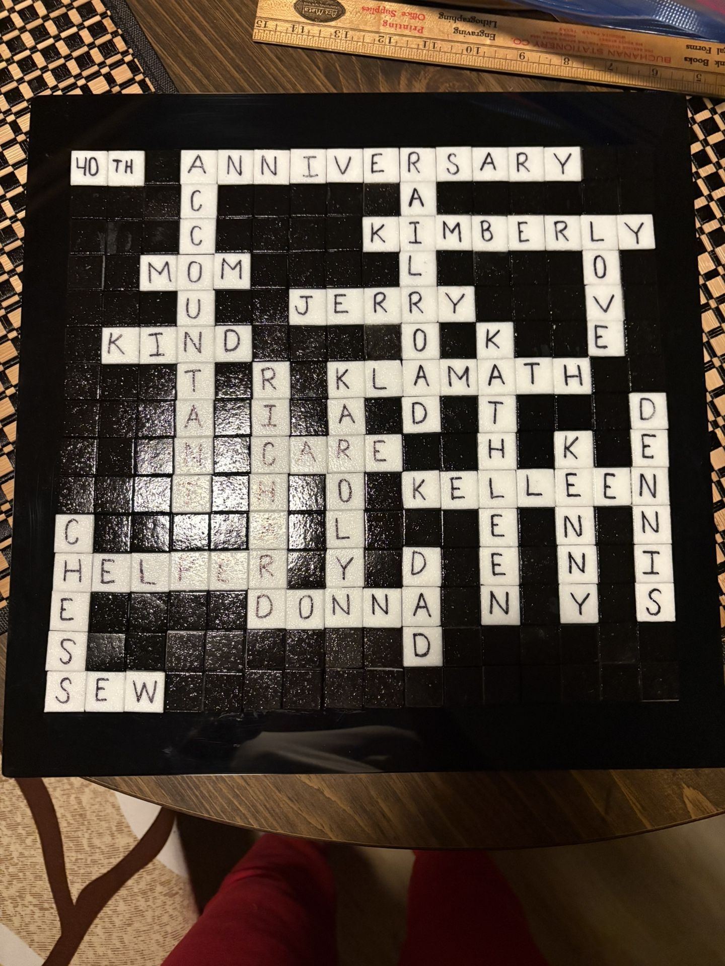 Personalised Crossword Puzzle Tile On Acrylic Board