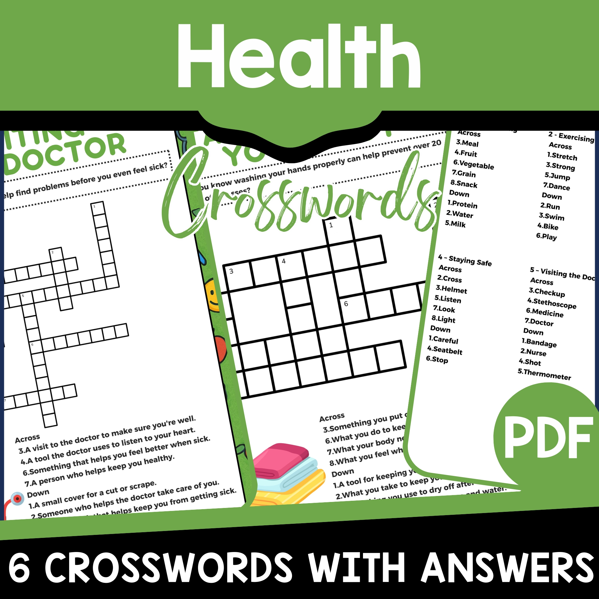 Physical Fitness Crossword Puzzle Answers Puzzle Exercise Health Crosswords PDF By Teach Simple