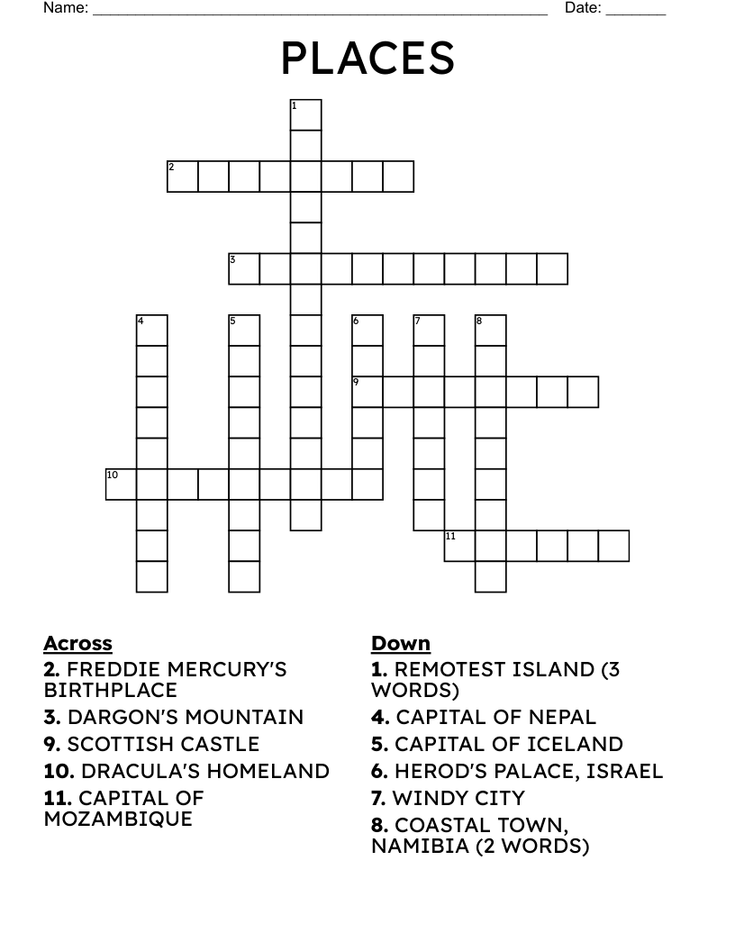 Place Crossword Clue