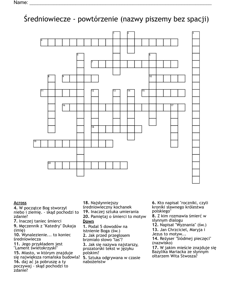 POLSKIE TRADYCJE Crossword WordMint