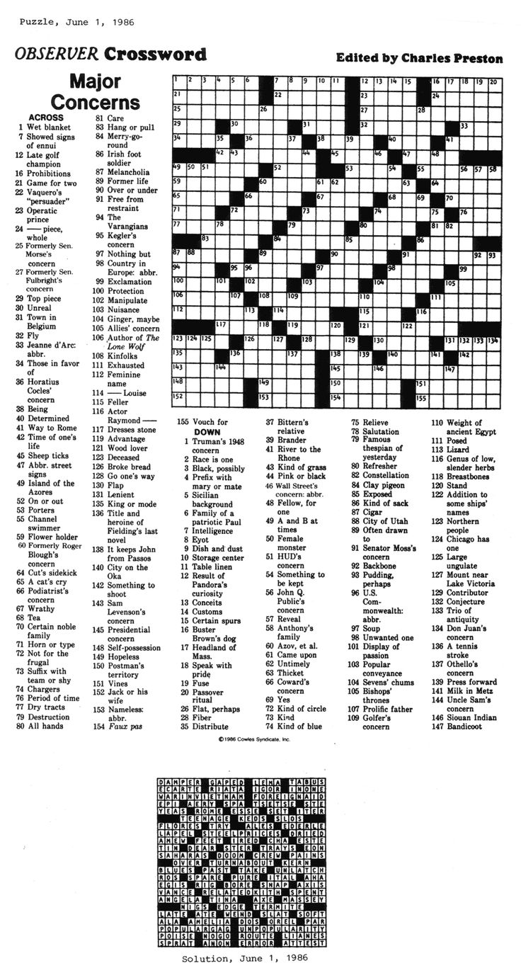 Crossword By Eugene Sheffer
