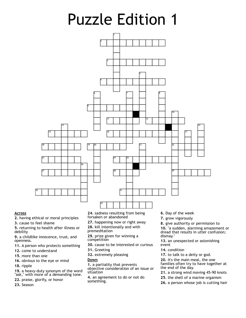 Puzzle Edition 1 Crossword WordMint