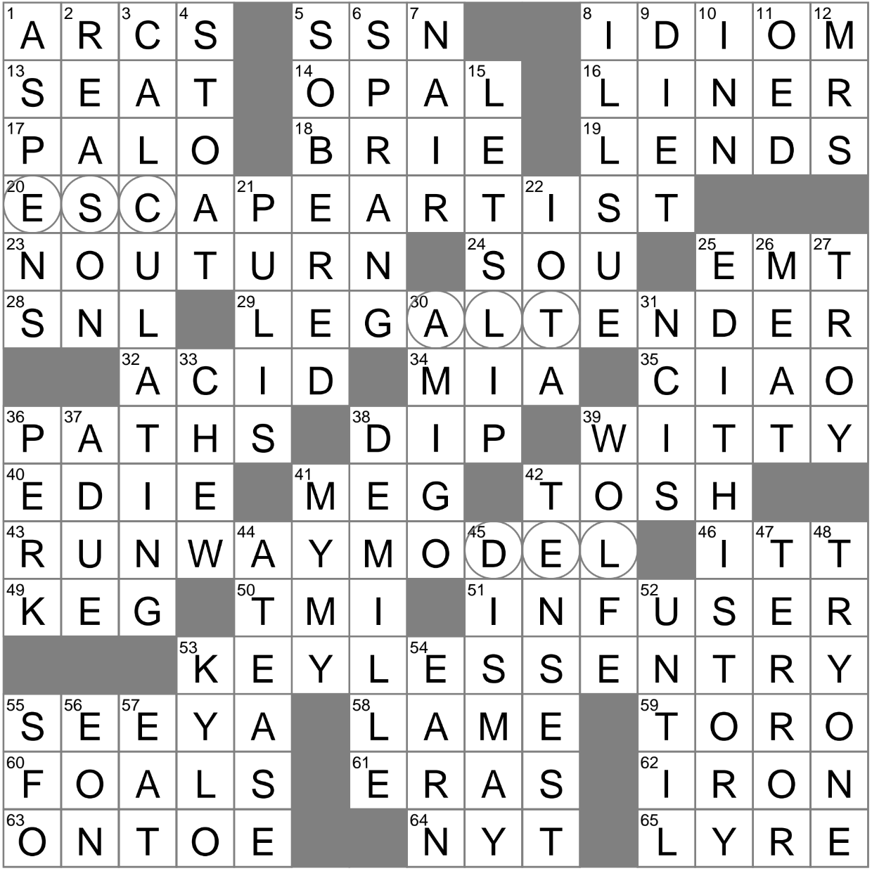 Record Holder Crossword