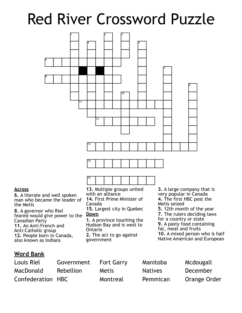 Red River Crossword Puzzle WordMint