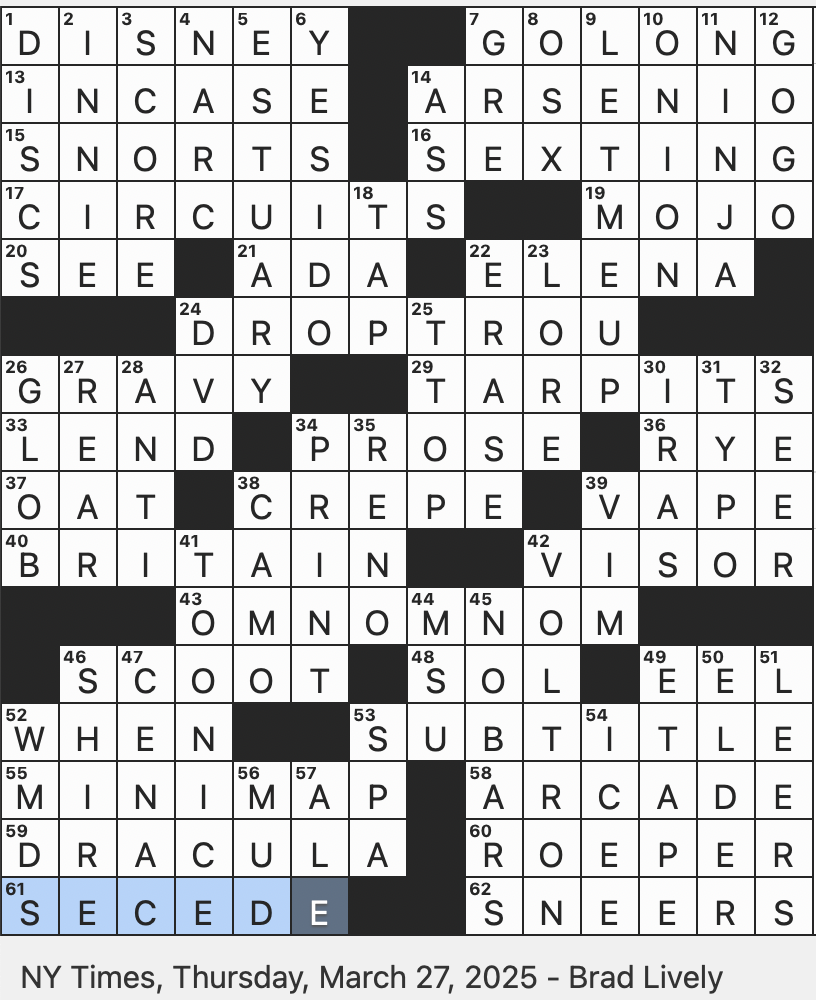 Rex Parker Does The NYT Crossword Puzzle Can t Talk Eating THU 3 27 25 Event In A Tent Reflexology Setting Cartoon Series About A Super Robot Do You Remember