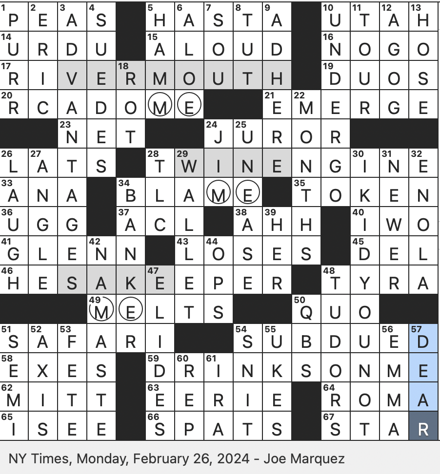 Old French Coin Crossword