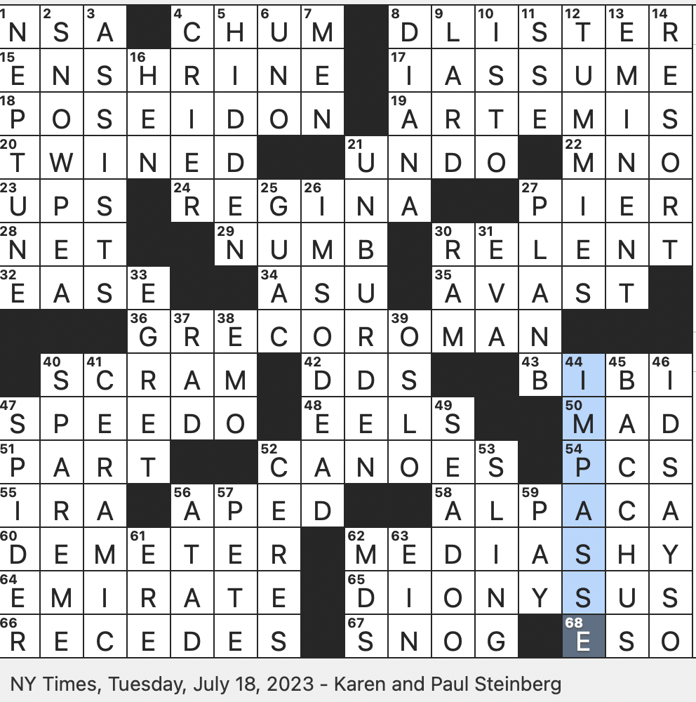 Harvest Goddess Crossword