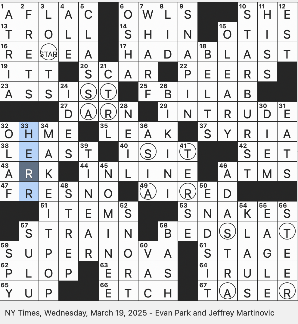 Rex Parker Does The NYT Crossword Puzzle Skills Of The Past WED 3 19 25 Brother In The Lemony Snicket Books Coxswain s Nightmare Most Populous Inland City Of California 
