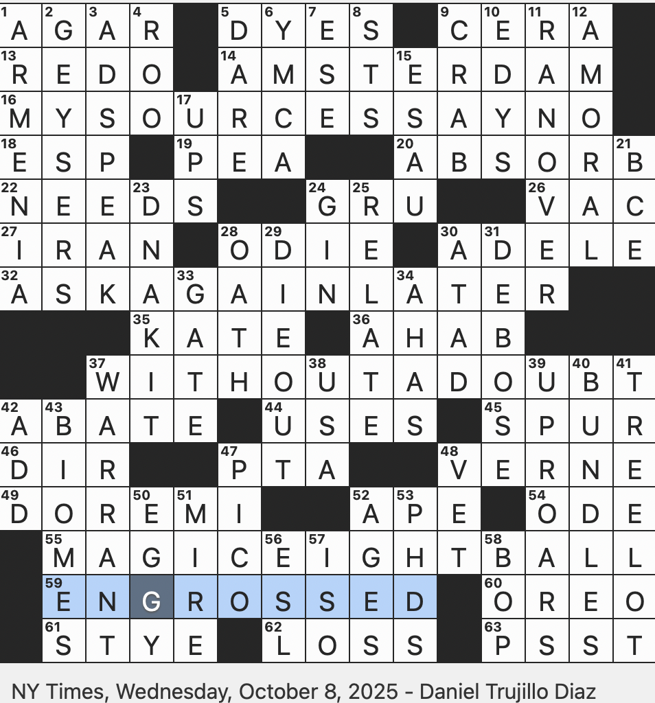 Nyt Crossword 10/8/25