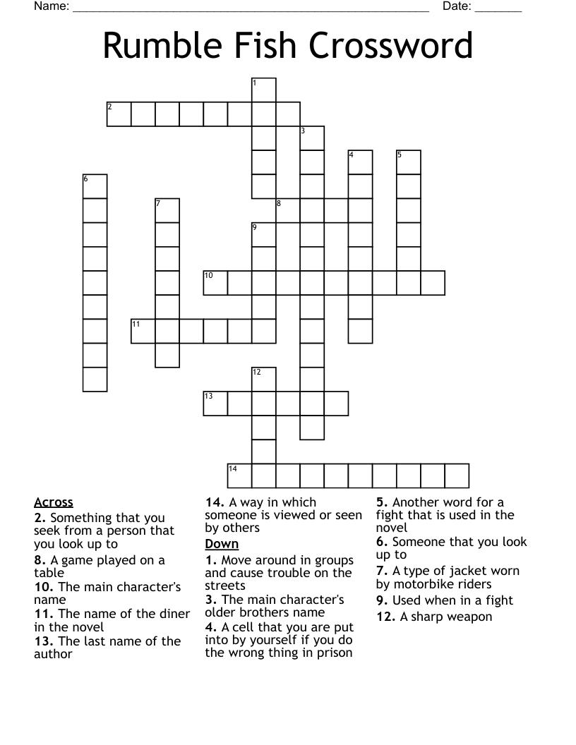 Rumble Fish Crossword WordMint