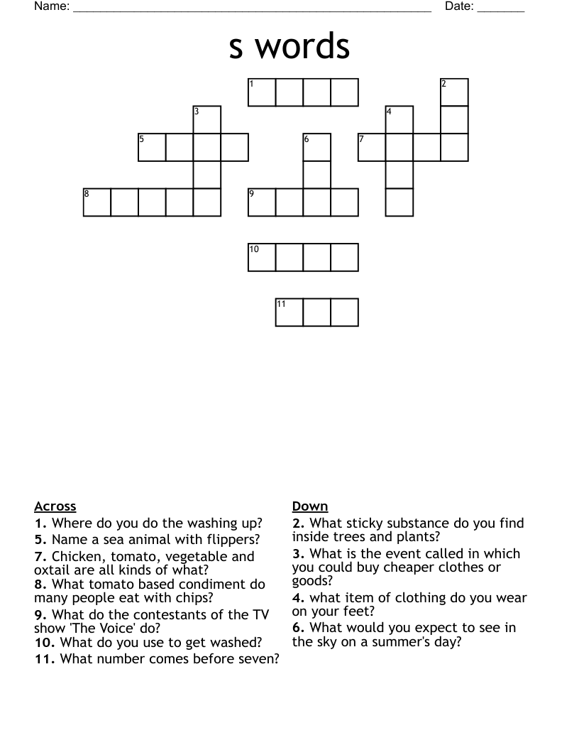 S Words Crossword WordMint