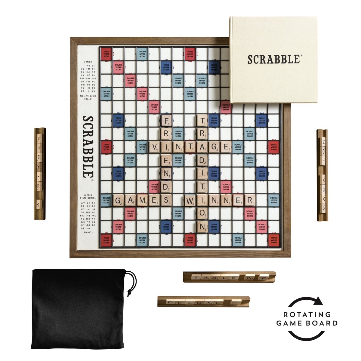 Scrabble Deluxe Vintage Edition Wood Rotating Turntable Board Game Lazy Susan EBay