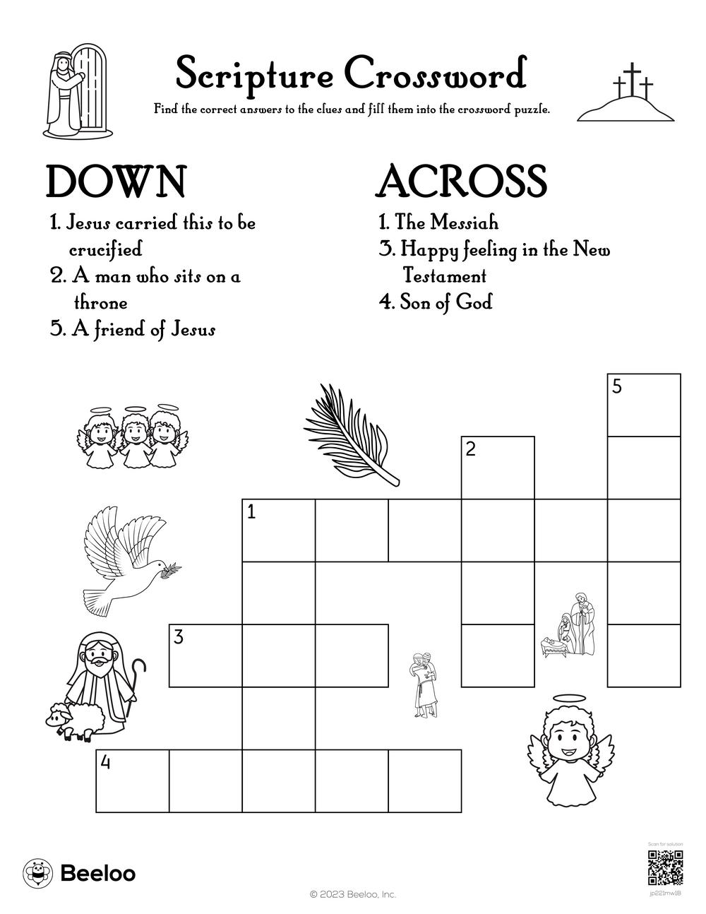 Scripture Crossword Beeloo Printable Crafts And Activities For Kids