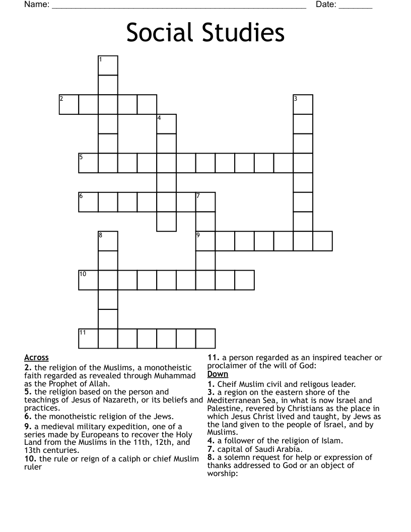 Social Studies Crossword WordMint Social Studies Crossword WordMint