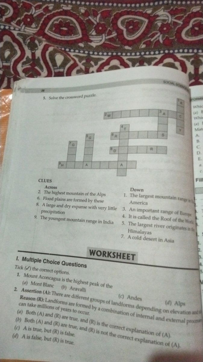 Solve The Crossword Puzzle CLUES Across The Highest Mountain Of The Al 