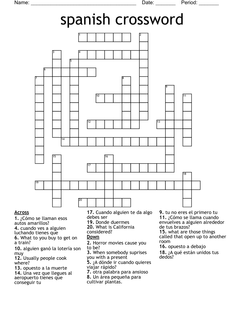 Those In Spanish Crossword