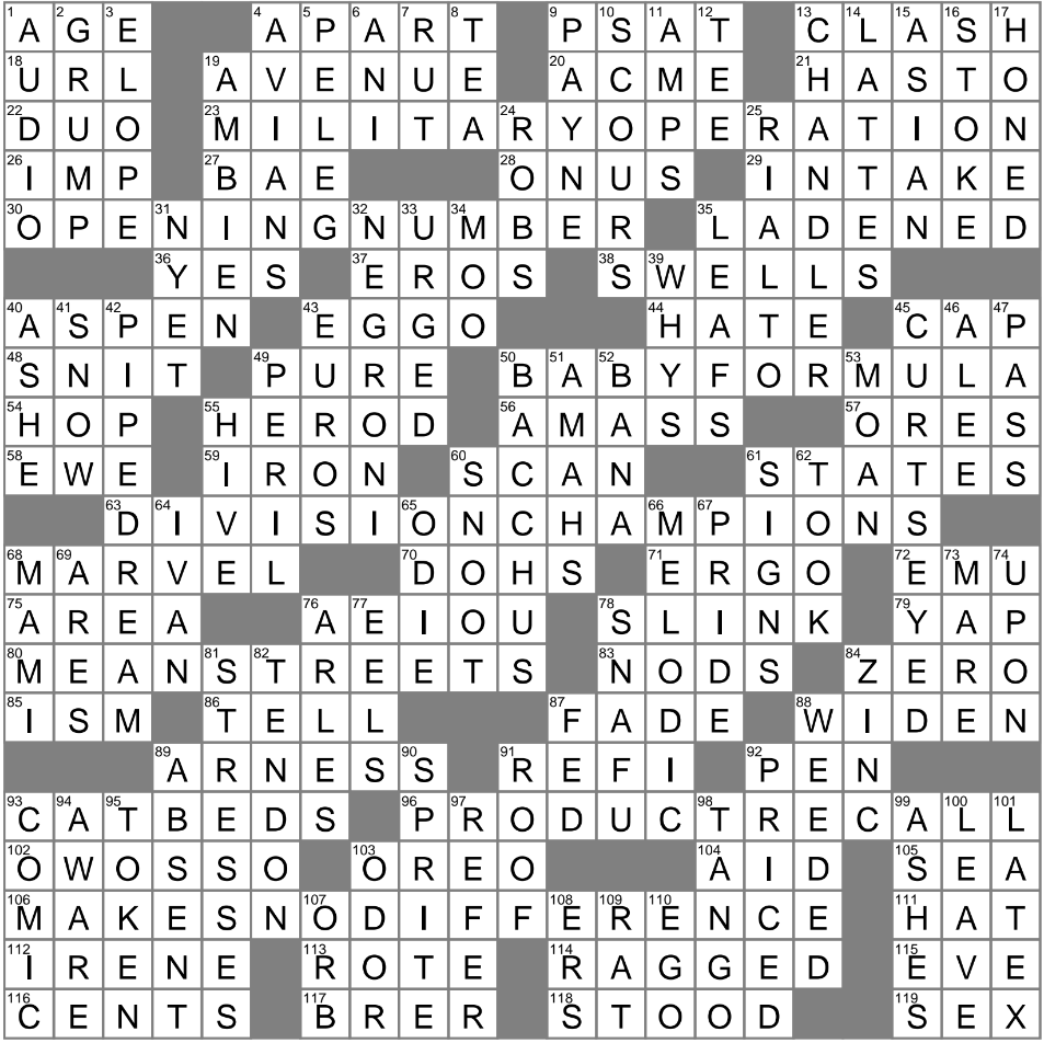 Spanish Term Of Endearment Crossword